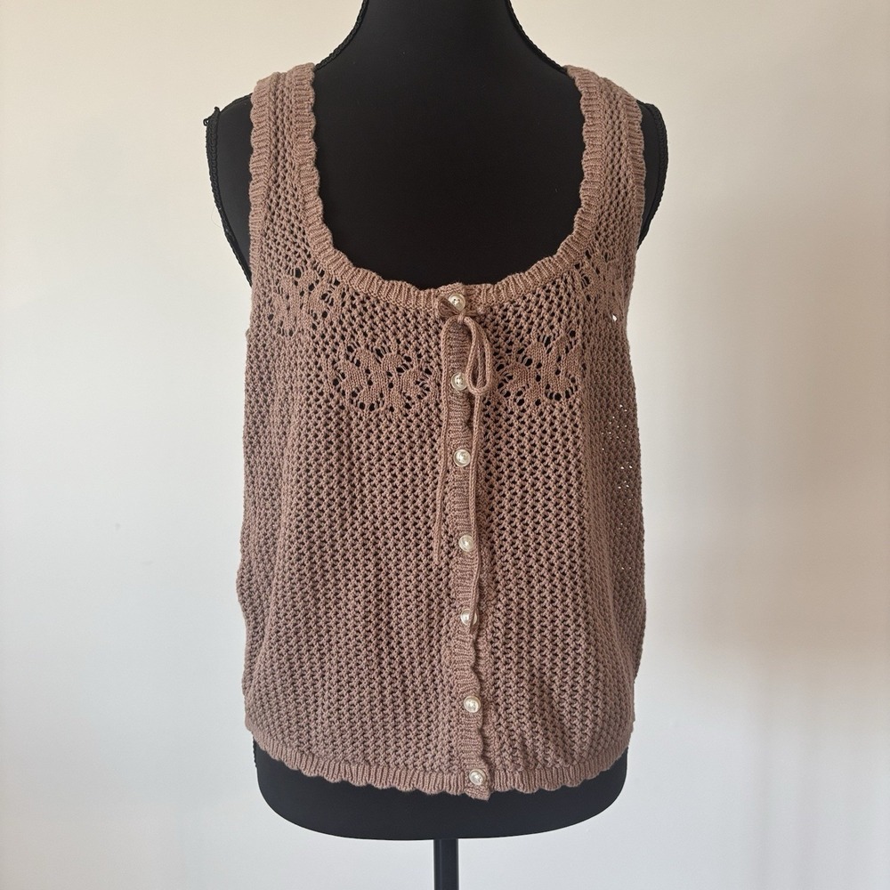 Old Navy Sleeveless Seaside Cotton Crochet Top MEDIUM Cottagecore Peasant NWT